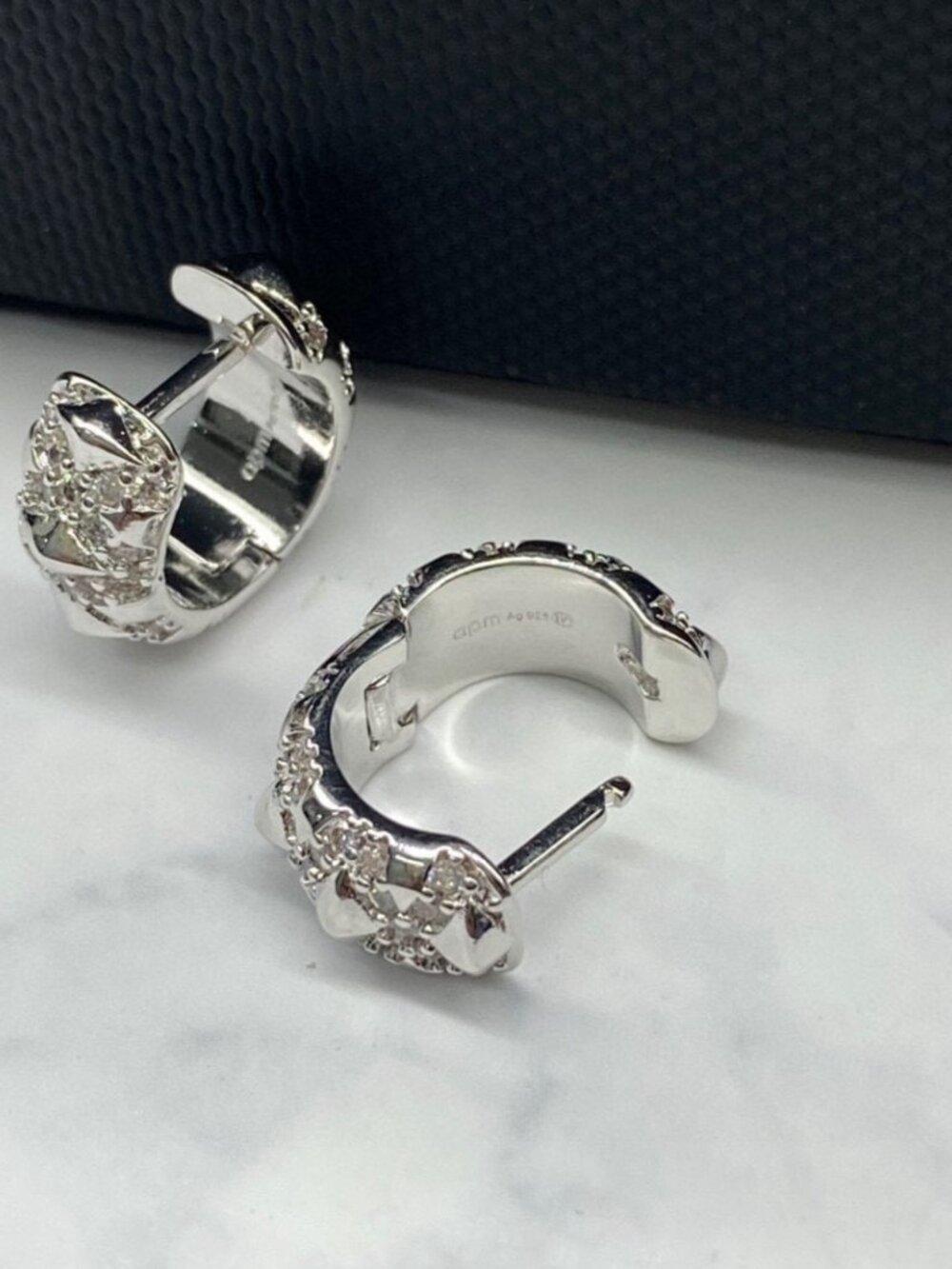 Apm Monaco Silver Spiked Circular Earring